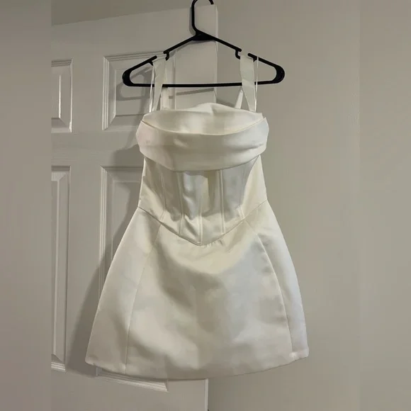 Meshki White Satin Corset Mini Dress - Picture 3 of 8